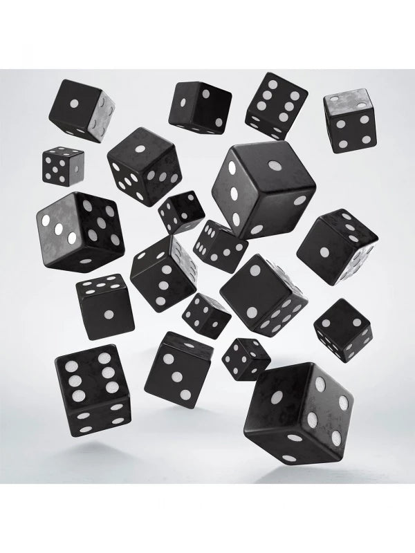 Q WORKSHOP: PACK DADOS - NEGRO Y BLANCO D6s - (20 unidades)