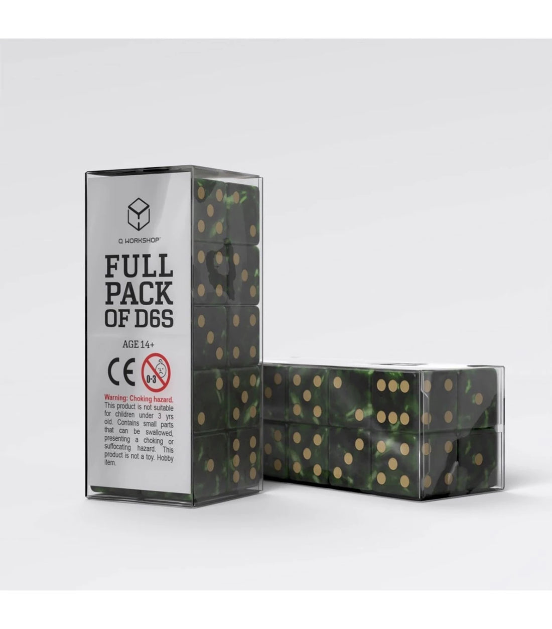 Q WORKSHOP: PACK DADOS - VERDE Y ORO D6s - (20 unidades)
