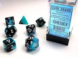 CHESSEX - ROL SET: Gemini Polyhedral 7-Die Set - Black-Shell