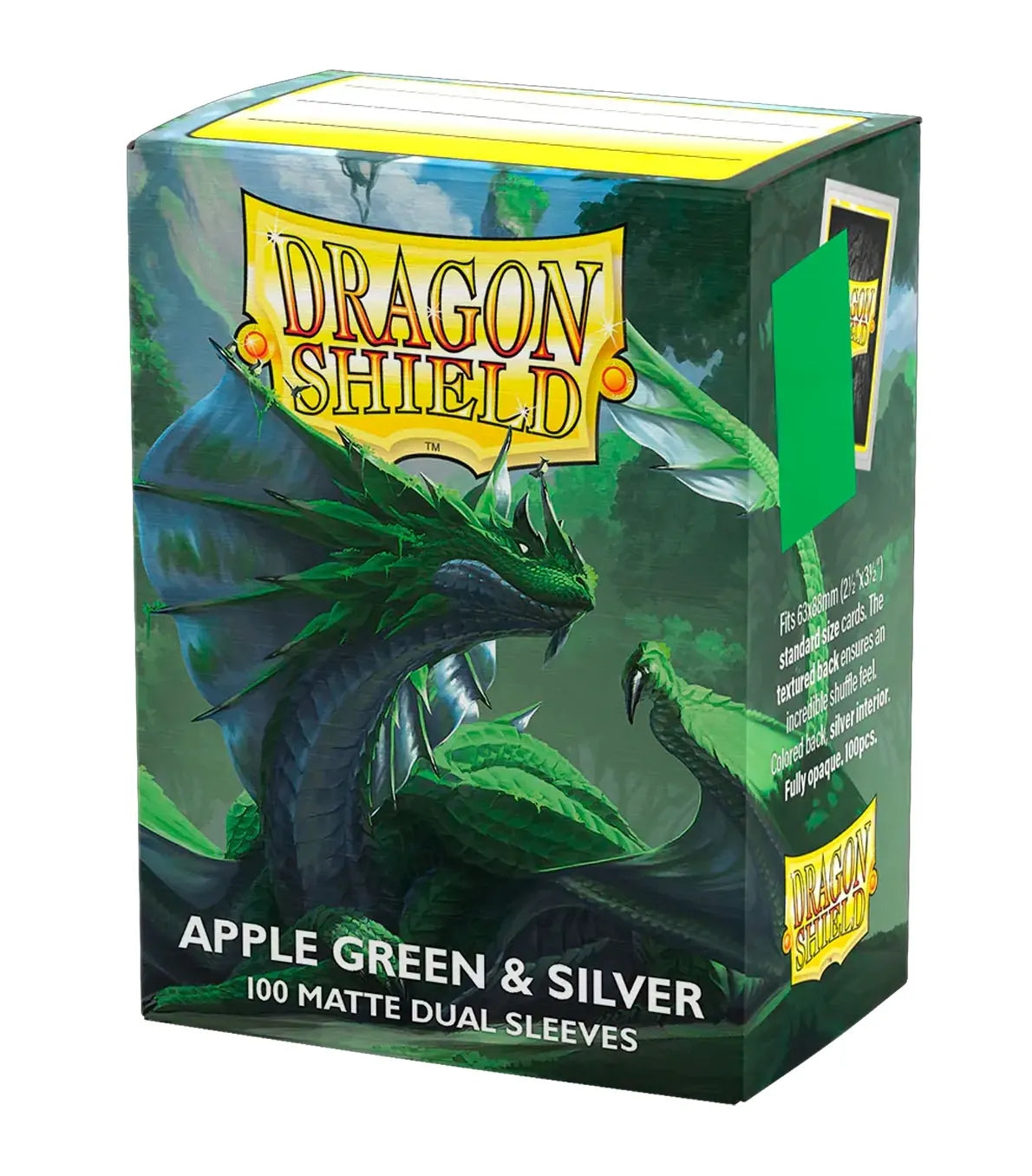 DRAGON SHIELD - 100 SLEEVES - APPLE GREEN &amp; SILVER