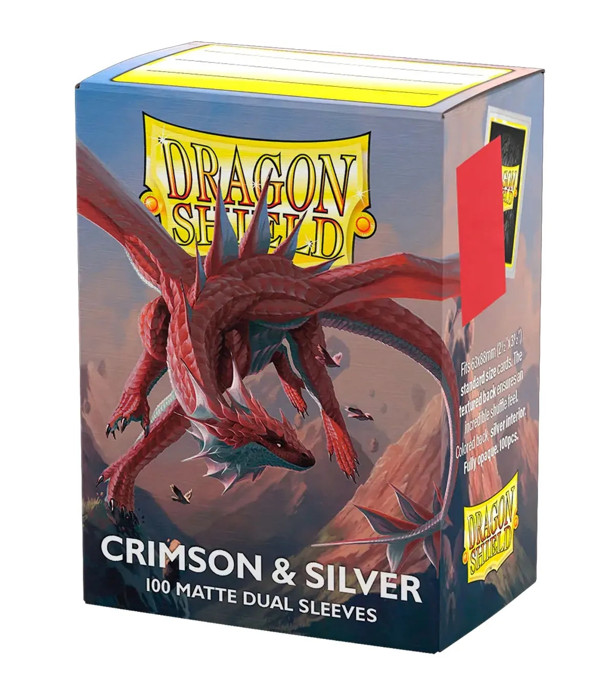 DRAGON SHIELD - 100 SLEEVES  Crimson &amp; Silver