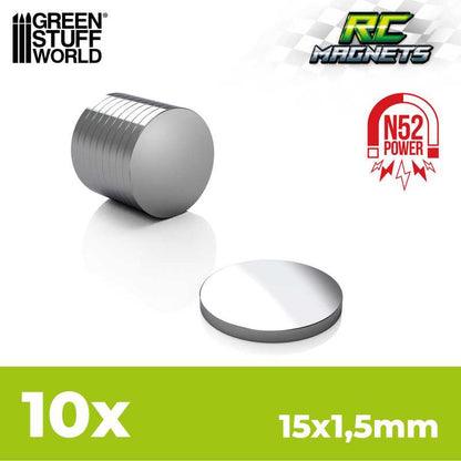 GSW: IMANES NEODIMIO 15x1,5mm - 10UNIDADES - (N52)