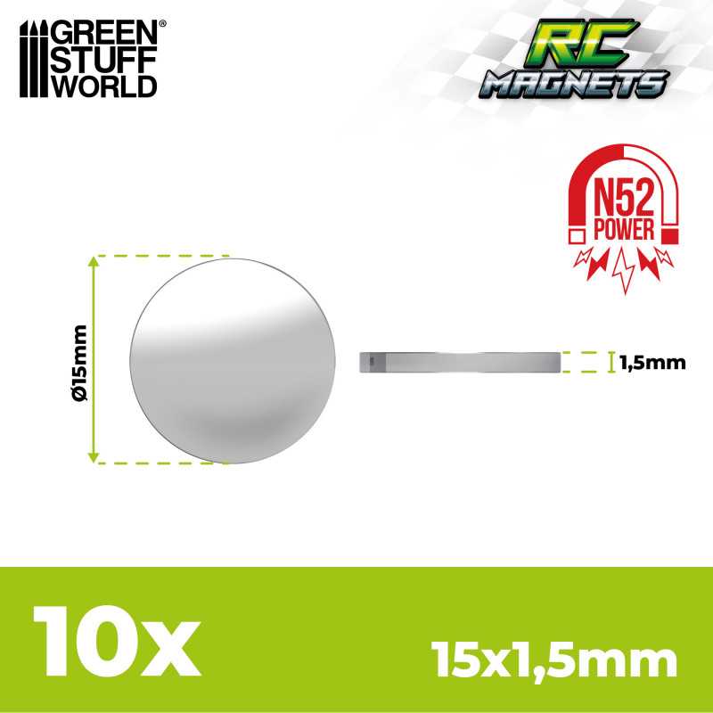 GSW: IMANES NEODIMIO 15x1,5mm - 10UNIDADES - (N52)