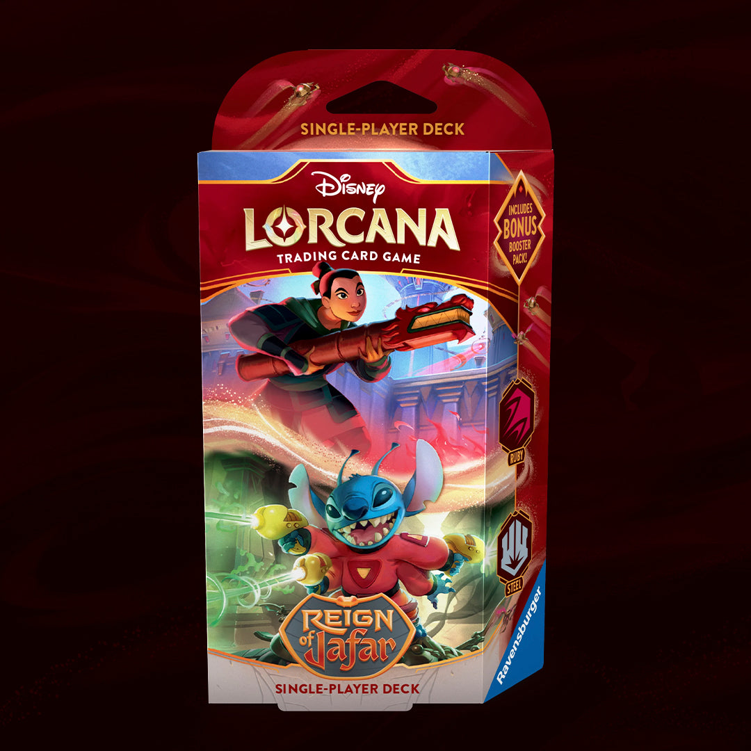 DISNEY LORCANA: REIGN OF JAFAR - MAZO RUBÍ/ACERO STICH Y MULÁN