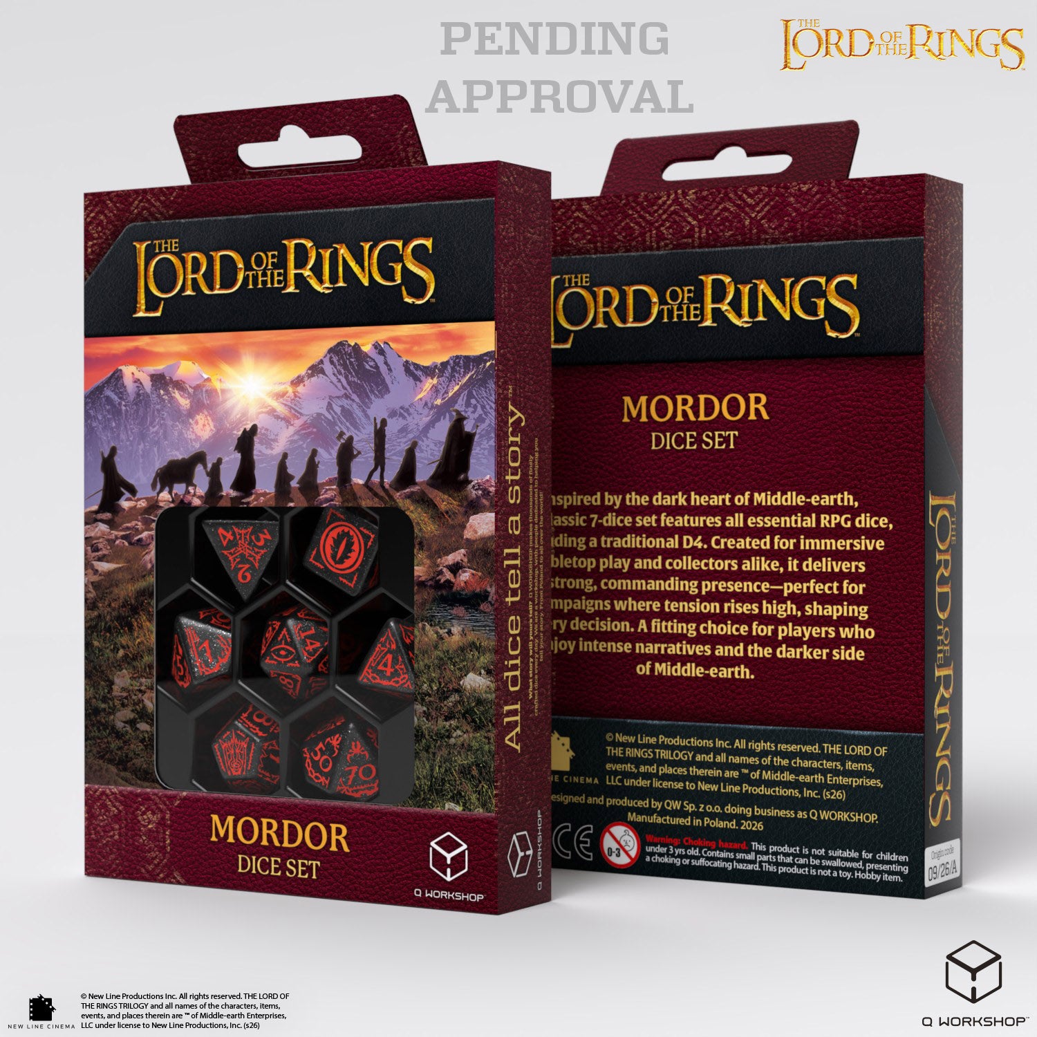 Q Workshop: The Lord of the Rings: 7pc RPG Dice Set: Mordor