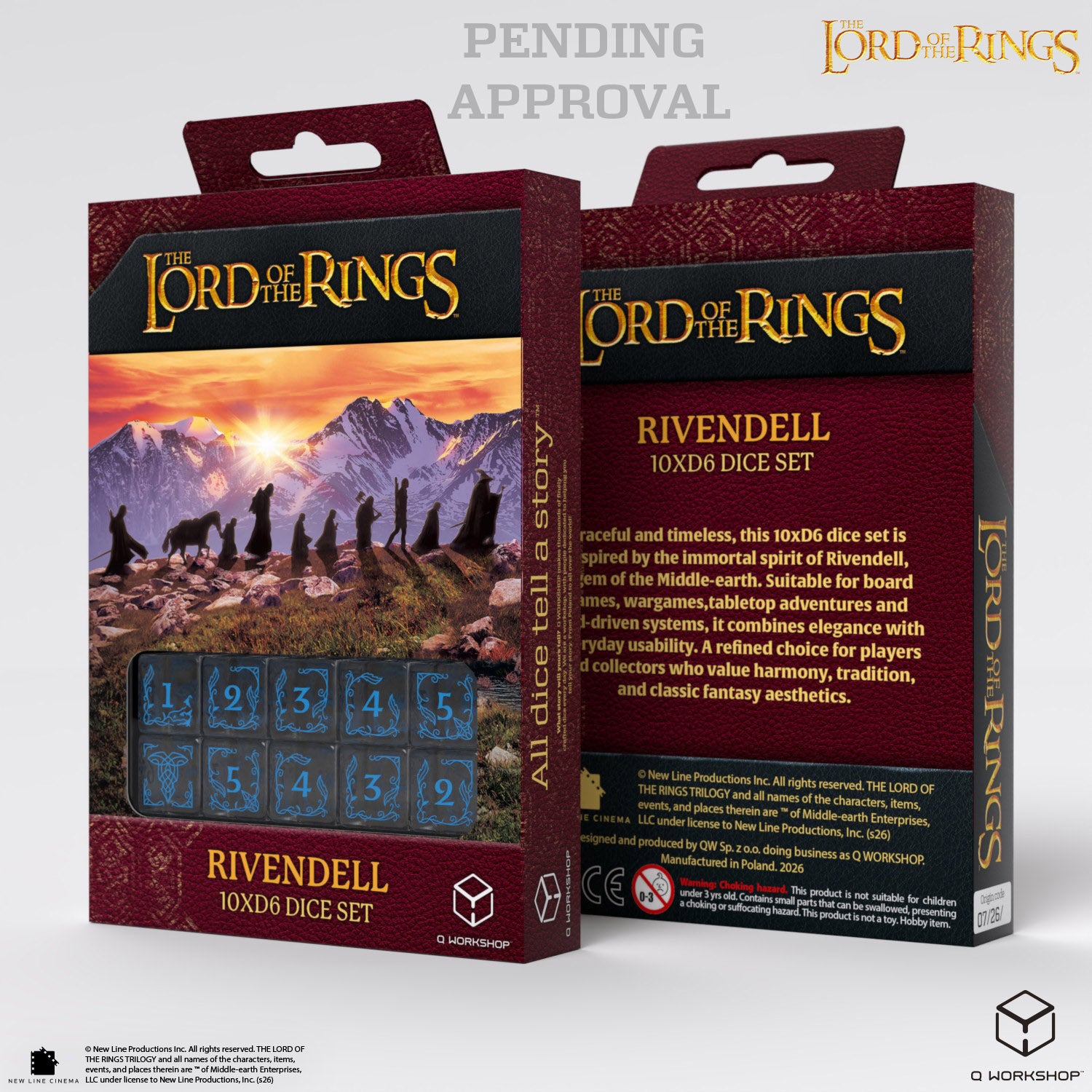 Q-Workshop: The Lord of the Rings: D6 Dice Set: Rivendell - Water