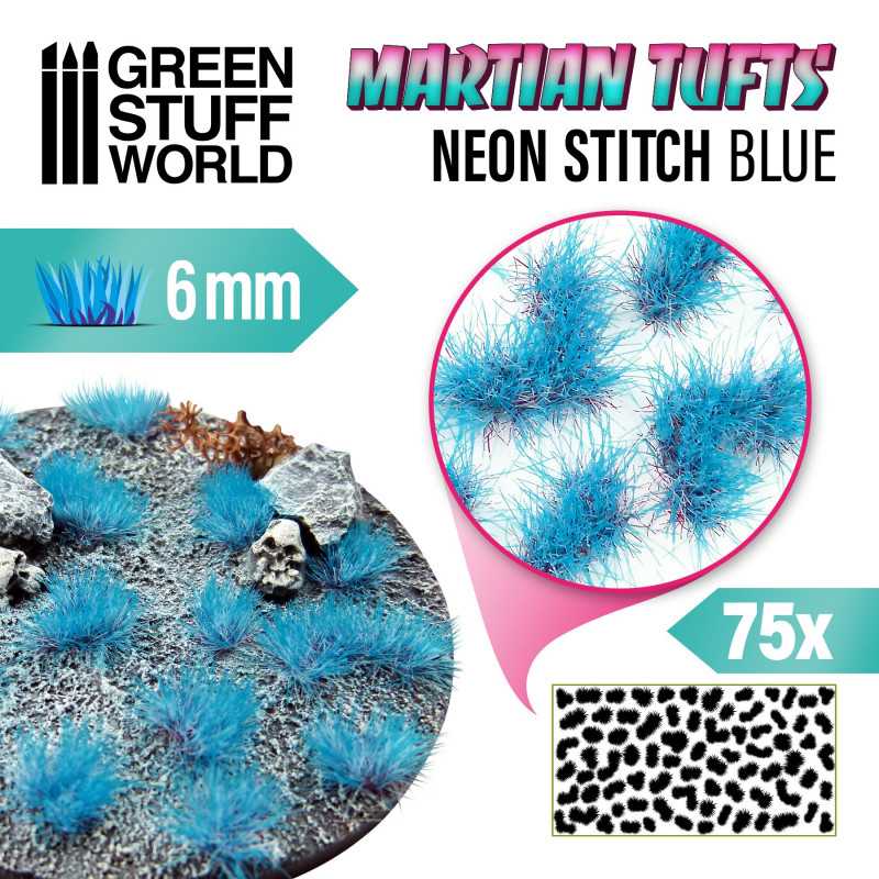 GSW: MATAS DE CESPED ALIEN - NEON STITCH - 6mm - AZUL