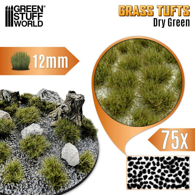 GSW: MATAS DE CESPED - TUFTS - 12mm - VERDE SECO