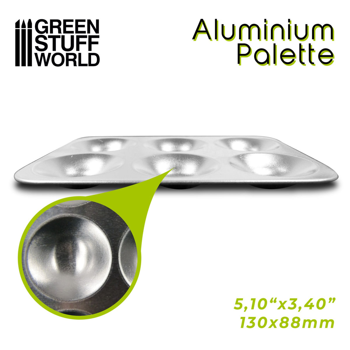 GSW: Paleta de Mezclas Rectangular - 6 agujeros - Pocillos - Aluminio