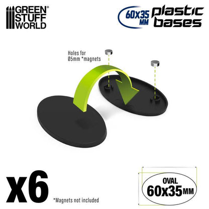 GSW: PEANAS DE PLÁSTICO - OVAL 60x35MM - NEGRO