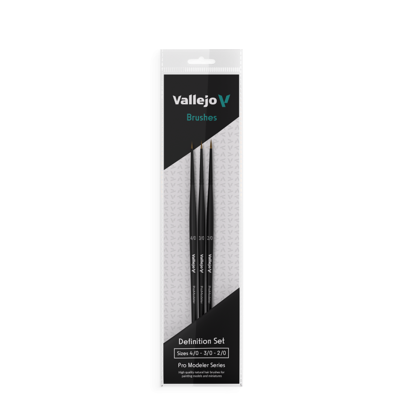 VALLEJO PINCELES: PRO MODELER - DEFINITION SET - TAMAÑO 4/0, 3/0, 2/0
