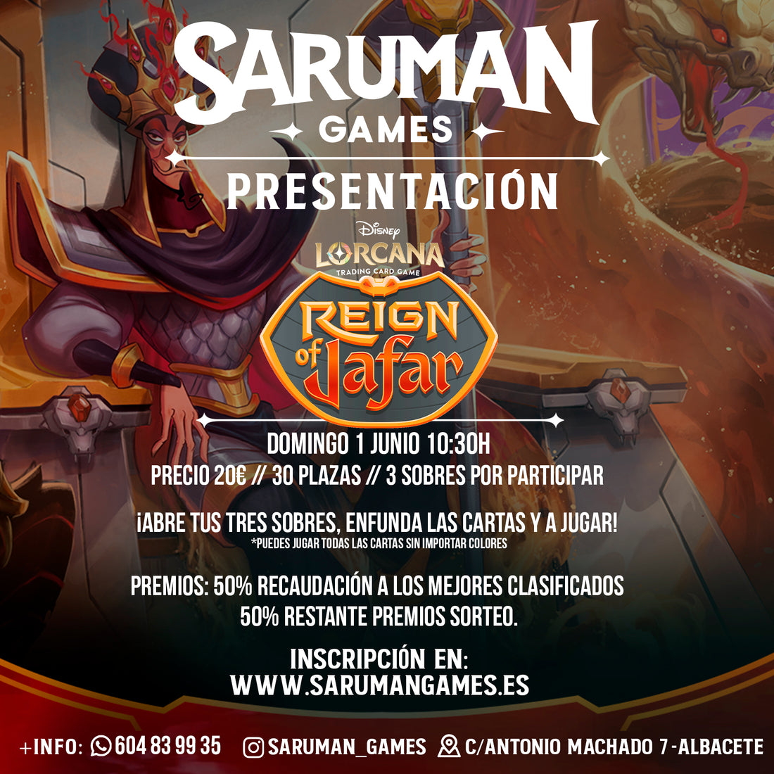 PRESENTACION REIGN OF JAFAR DISNEY LORCANA DOMINGO 1 JUNIO 10:30H
