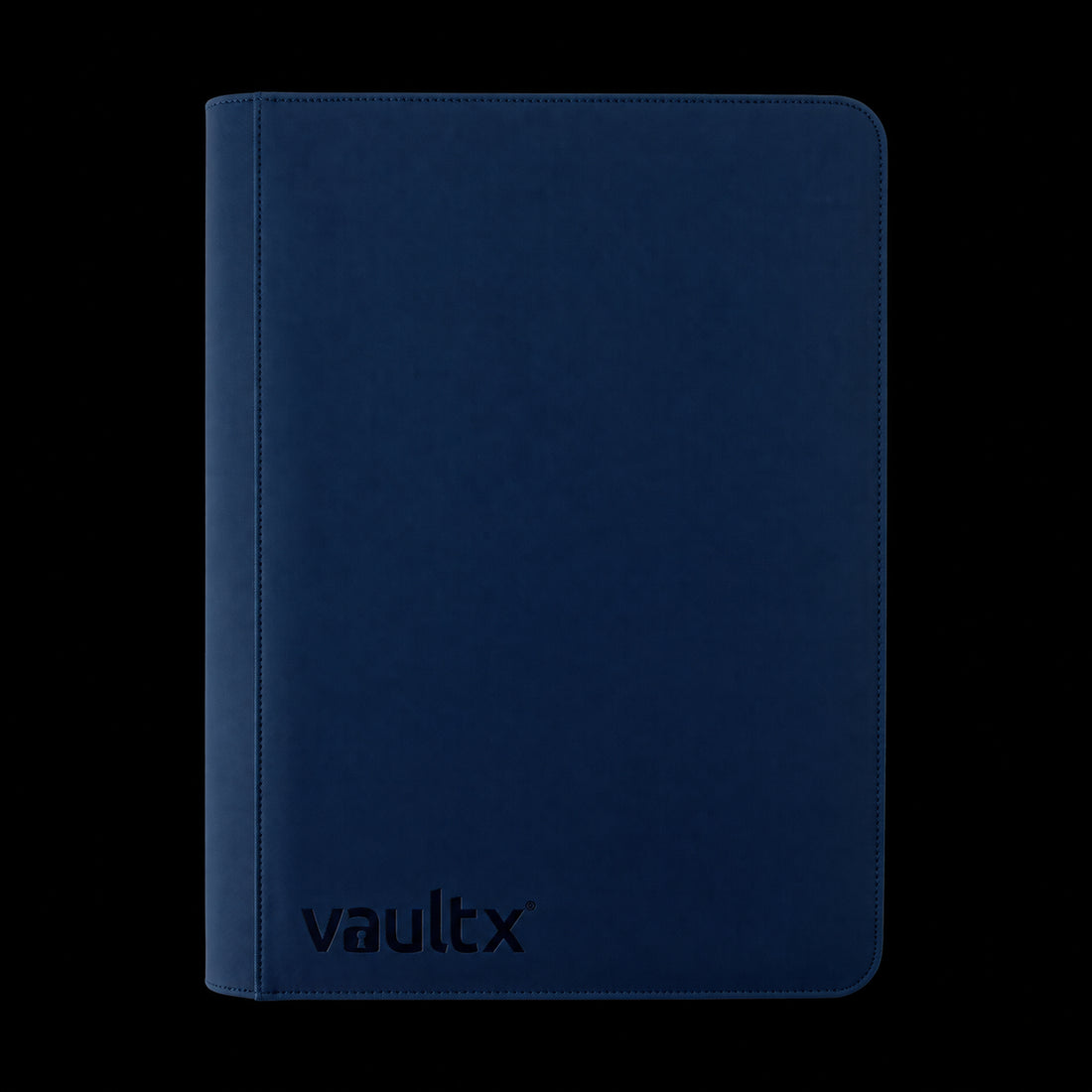 Álbum Vault X Exo-Tec Zip Binder XXL Royal Blue de 16 bolsillos, cubierta azul cerrada en vista frontal.