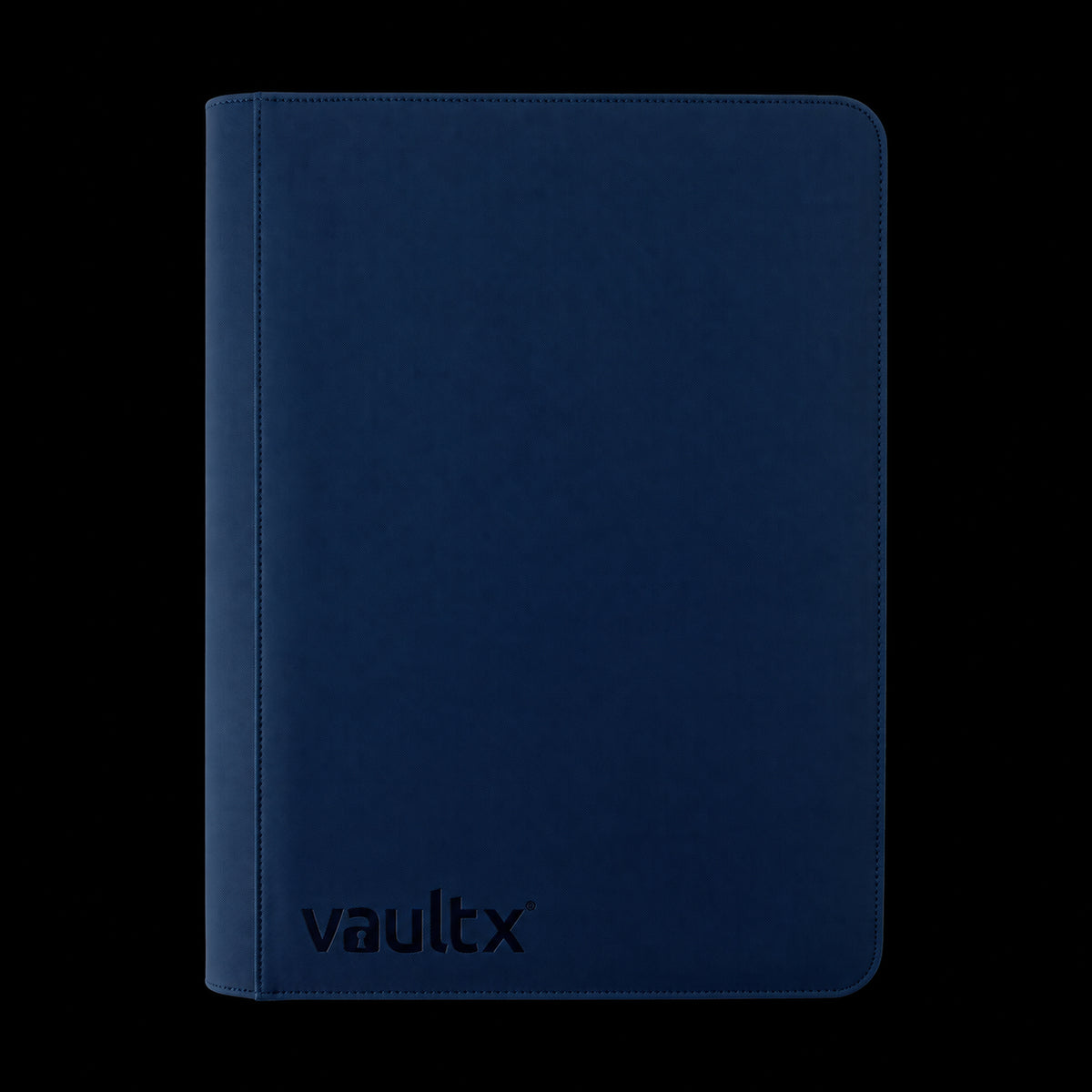 Álbum Vault X Exo-Tec Zip Binder XXL Royal Blue de 16 bolsillos, cubierta azul cerrada en vista frontal.
