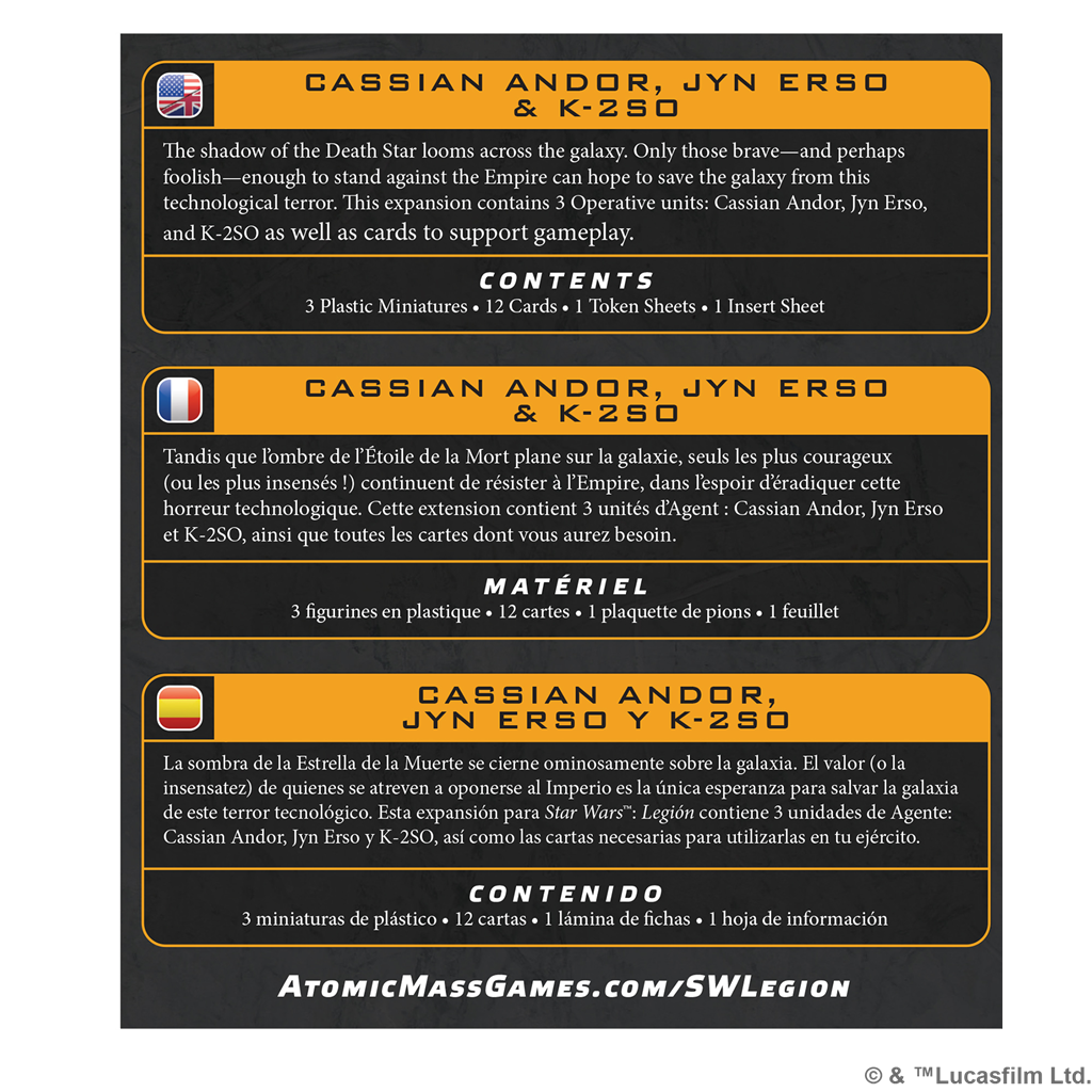 SW LEGION: CASSIAN ANDOR, JYN ERSO &amp; K-2SO