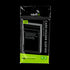Envase negro y verde de 100 fundas Vault X Card Holder Sleeves, vista frontal sobre fondo negro.